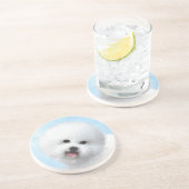 Bichon Frise-schildering - Cute Original Dog Art Zandsteen Onderzetter (Zijkant)