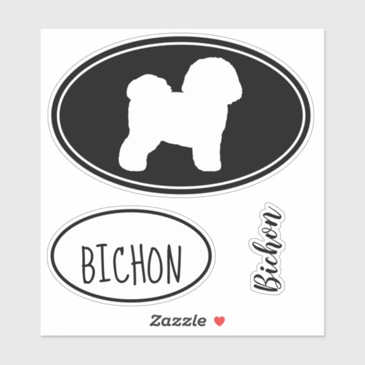 Bichon Frise Silhouette Vinyl Sticker Set (Vel)