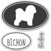 Bichon Frise Silhouette Vinyl Sticker Set (Voorkant)