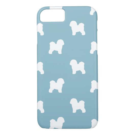 Bichon Frise Silhouettes Pattern Blue Case-Mate iPhone Case (Achterkant)