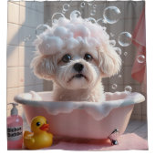 Bichon Frise Sloppy Sleepy Schattige Funny Douchegordijn (Voorkant)