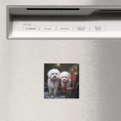 Bichon Frise Sneeuw Slede Kerst Decoratie Magneet (Insitu (Vaatwasser))