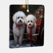 Bichon Frise Sneeuw slee Kerst Decoratie (Rechts)