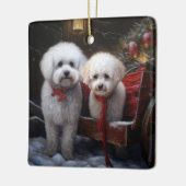 Bichon Frise Sneeuw slee Kerst Decoratie (Links)