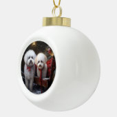 Bichon Frise Sneeuw slee Kerst Decoratie (Rechts)