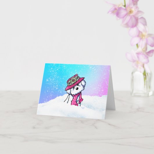 Bichon Frise Sneeuwwinter Kaart (Orchidee)