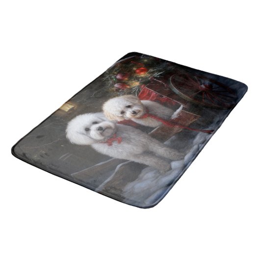 Bichon Frise Snowy Sleigh Kerst Decor Badmat (Gekanteld)
