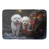 Bichon Frise Snowy Sleigh Kerst Decor Badmat (Voorkant)