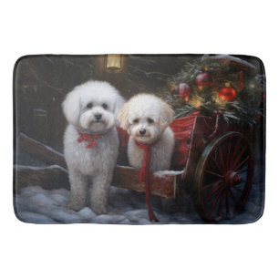 Bichon Frise Snowy Sleigh Kerst Decor Badmat