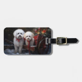 Bichon Frise Snowy Sleigh Kerst Decor Bagagelabel (Voorkant horizontaal)