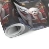 Bichon Frise Snowy Sleigh Kerst Decor Cadeaupapier (Rol Hoek)
