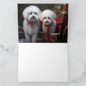 Bichon Frise Snowy Sleigh Kerst Decor Kaart (Binnen)