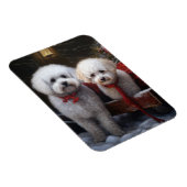 Bichon Frise Snowy Sleigh Kerst Decor Magneet (Rechterzijde)