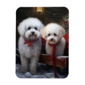 Bichon Frise Snowy Sleigh Kerst Decor Magneet (Verticaal)
