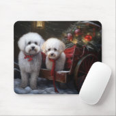 Bichon Frise Snowy Sleigh Kerst Decor Muismat (Met muis)