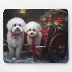 Bichon Frise Snowy Sleigh Kerst Decor Muismat
