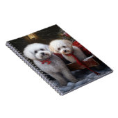 Bichon Frise Snowy Sleigh Kerst Decor Notitieboek (Rechterzijde)
