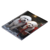 Bichon Frise Snowy Sleigh Kerst Decor Notitieboek (Linkerzijde)