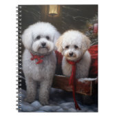 Bichon Frise Snowy Sleigh Kerst Decor Notitieboek (Voorkant)