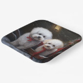 Bichon Frise Snowy Sleigh Kerst Decor Papieren Bordje (Gebogen)