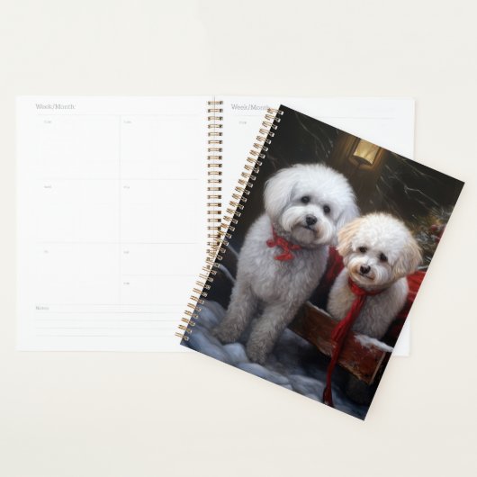 Bichon Frise Snowy Sleigh Kerst Decor Planner (Display)