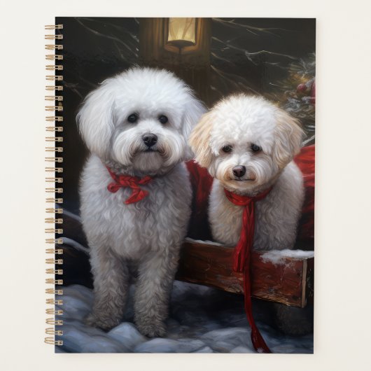 Bichon Frise Snowy Sleigh Kerst Decor Planner (Voorkant)