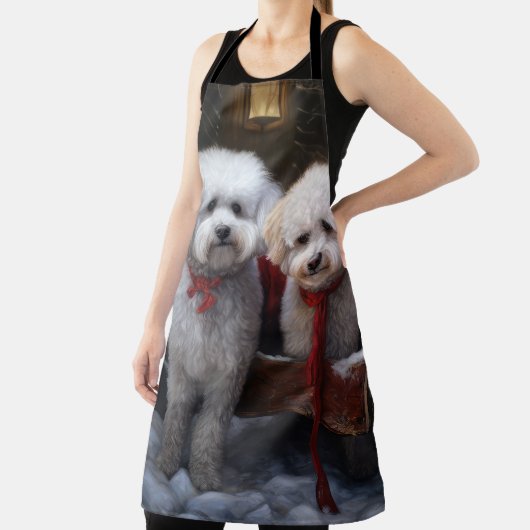 Bichon Frise Snowy Sleigh Kerst Decor Schort (Insitu)