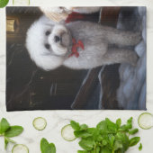 Bichon Frise Snowy Sleigh Kerst Decor Theedoek (Gevouwen)