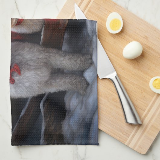 Bichon Frise Snowy Sleigh Kerst Decor Theedoek (Quarter Fold)