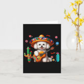 Bichon Frise Sombrero Mexicaanse gitaar Cinco De M Kaart (Gele Bloem)