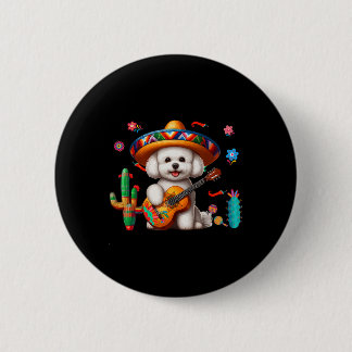 Bichon Frise Sombrero Mexican Guitar Cinco De Mayo Ronde Button 5,7 Cm