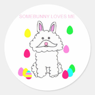 Bichon Frise Somebunny Loves Me Ronde Sticker