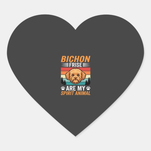 Bichon Frise Spirit Dier Retro Hond Hart Sticker (Voorkant)