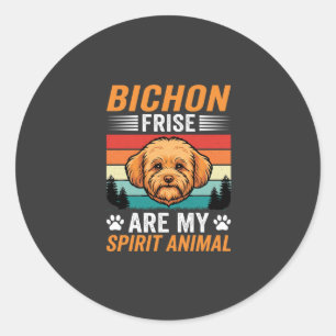 Bichon Frise Spirit Dier Retro Hond Ronde Sticker