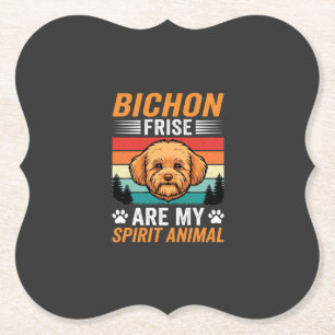Bichon Frise spiritueel dier retro hond Kartonnen Onderzetters