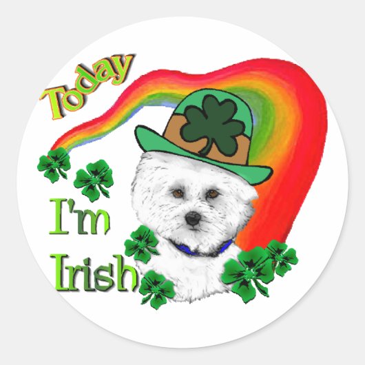 Bichon Frise St. Patrick's Day Ronde Sticker (Voorkant)