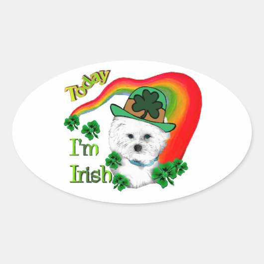 Bichon Frise St Patricks Ovale Sticker (Voorkant)
