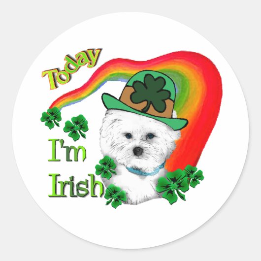 Bichon Frise St Patricks Ronde Sticker (Voorkant)