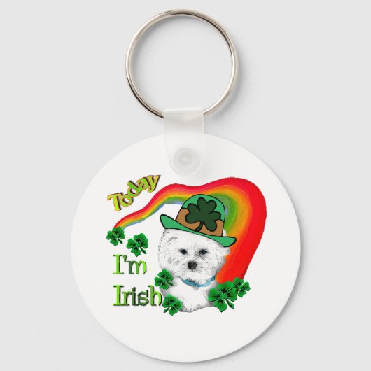 Bichon Frise St Patricks Sleutelhanger (Voorkant)