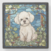 Bichon Frise Stenen Onderzetter (Voorkant)