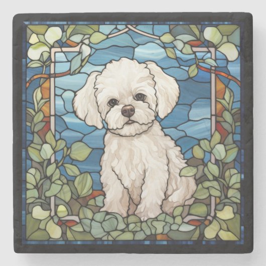 Bichon Frise Stenen Onderzetter (Voorkant)
