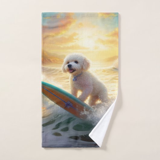 Bichon Frise Strand Surfen Schilderij Bad Handdoek (Handdoek)