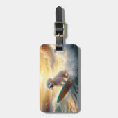 Bichon Frise Strand Surfen Schilderij Bagagelabel (Voorkant verticaal)