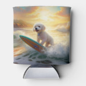 Bichon Frise Strand Surfen Schilderij Blikjeskoeler (Voorkant)