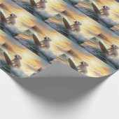 Bichon Frise Strand Surfen Schilderij Cadeaupapier (Hoek)