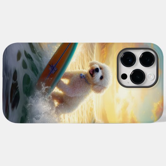 Bichon Frise Strand Surfen Schilderij Case-Mate iPhone Case (Achterkant (horizontaal))
