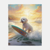 Bichon Frise Strand Surfen Schilderij Fleece Deken (Voorkant)