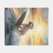 Bichon Frise Strand Surfen Schilderij Fleece Deken (Voorkant (Horizontaal))