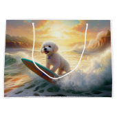 Bichon Frise Strand Surfen Schilderij Groot Cadeauzakje (Voorkant)