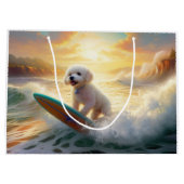 Bichon Frise Strand Surfen Schilderij Groot Cadeauzakje (Achterkant)